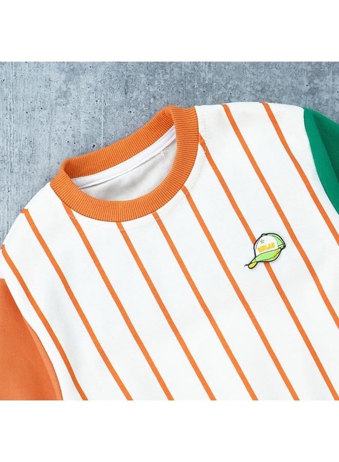 LITTLE SURPRISE BOX Orange & Green colorblock Full Sleeves shirt for Kids - Image 4