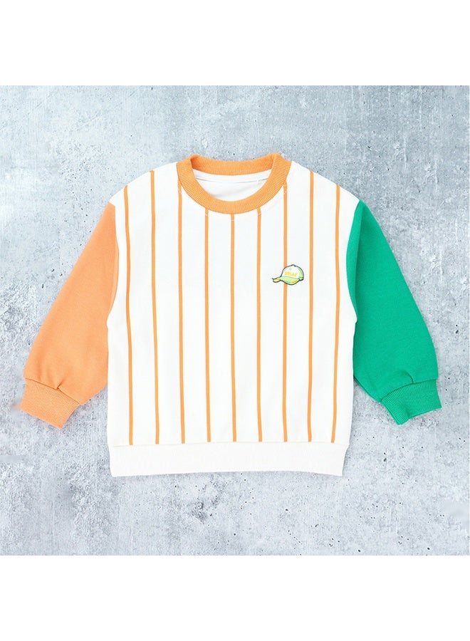 LITTLE SURPRISE BOX Orange & Green colorblock Full Sleeves shirt for Kids - Image 2