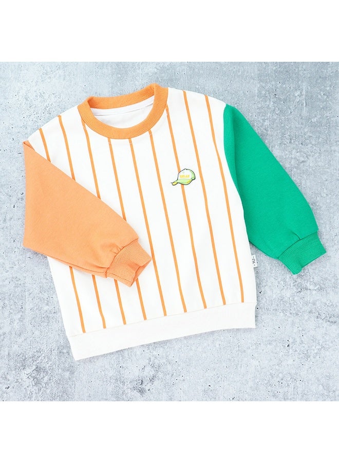 LITTLE SURPRISE BOX Orange & Green colorblock Full Sleeves shirt for Kids - Image 3