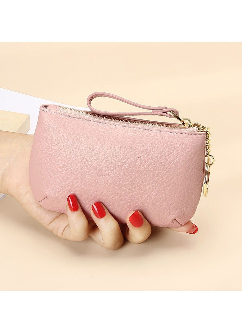 xozgdovg First layer soft cowhide zipper small purse pink 