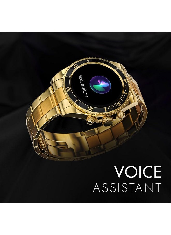 Fire-Boltt Avalanche Luxury Watch, Bluetooth Calling Smart Watch with 1.28” HD Display, 2 Button Pushers, Voice Assistance, Multiple Sports Modes, Health Suite, IP67 Resistance (Gold Black)