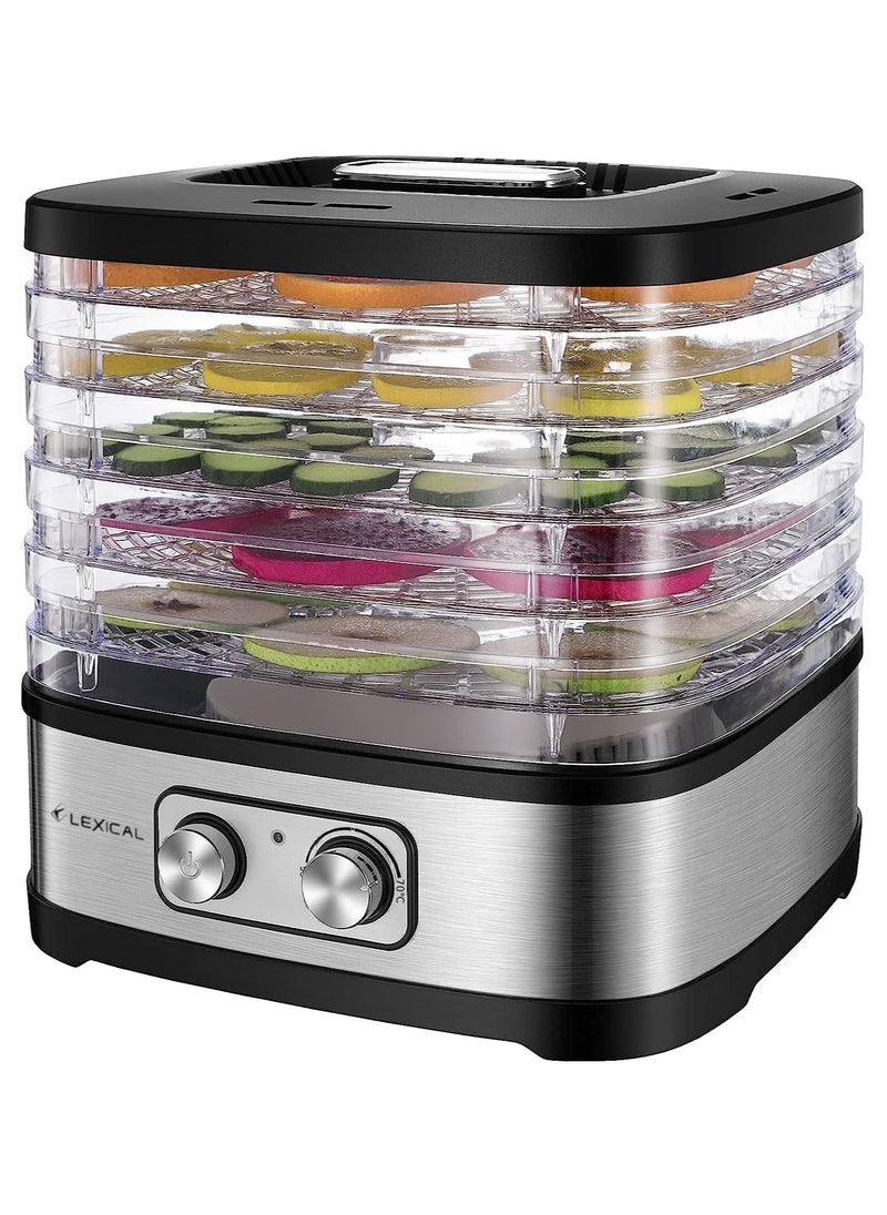 LEXICAL - 5 Tier Electric Food Dehydrator with Temperature Control, Fruit Dryer for Fruit, Meat, Fruit Dryer, Dehydrator, BPA-Free, Stainless Steel, 240W Adjustable Temperature 35-70°C - Image 1