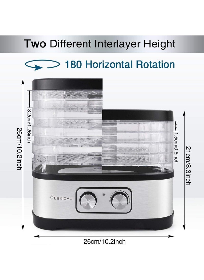 LEXICAL - 5 Tier Electric Food Dehydrator with Temperature Control, Fruit Dryer for Fruit, Meat, Fruit Dryer, Dehydrator, BPA-Free, Stainless Steel, 240W Adjustable Temperature 35-70°C - Image 1