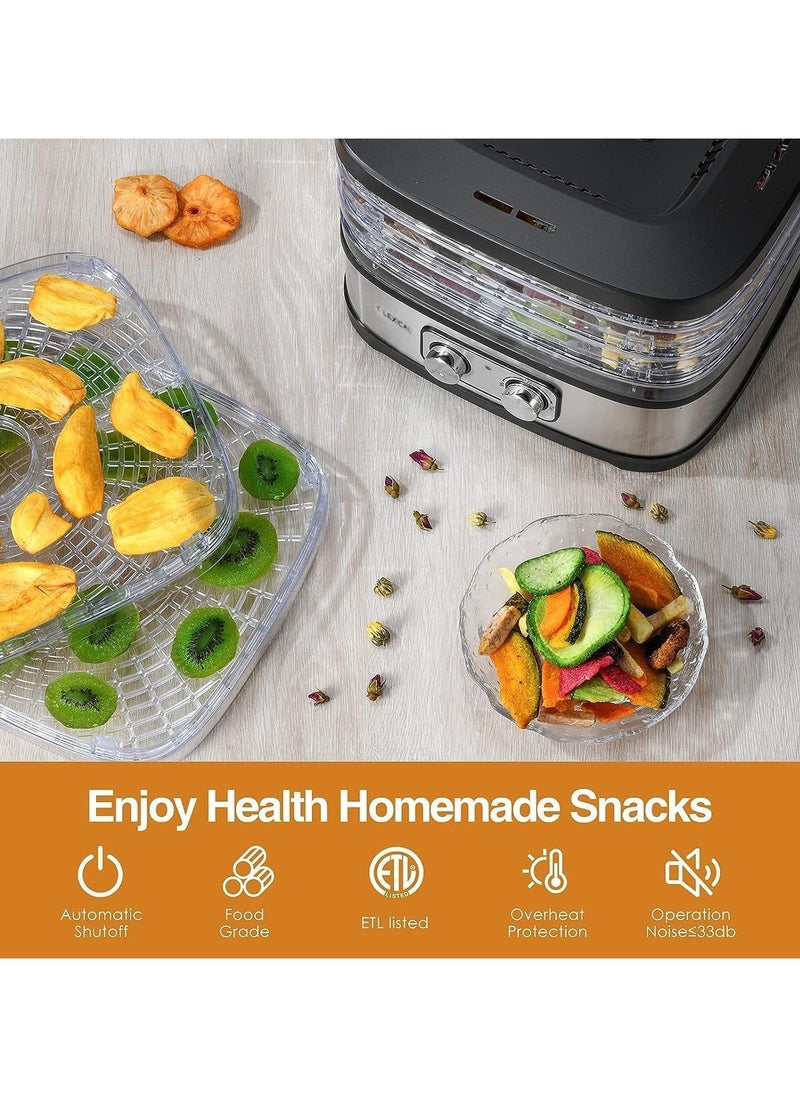 LEXICAL - 5 Tier Electric Food Dehydrator with Temperature Control, Fruit Dryer for Fruit, Meat, Fruit Dryer, Dehydrator, BPA-Free, Stainless Steel, 240W Adjustable Temperature 35-70°C - Image 1