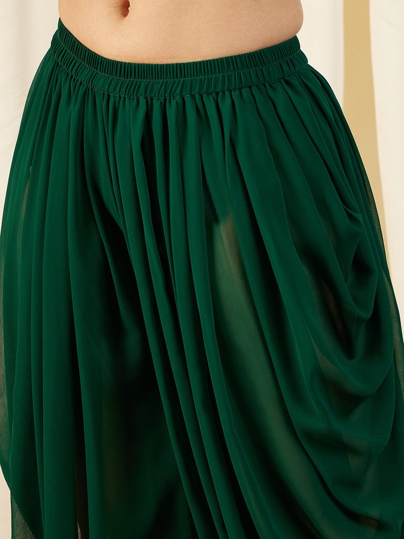 PRASHA One Shoulder Assymettric Top with Dhoti Pants - Image 3