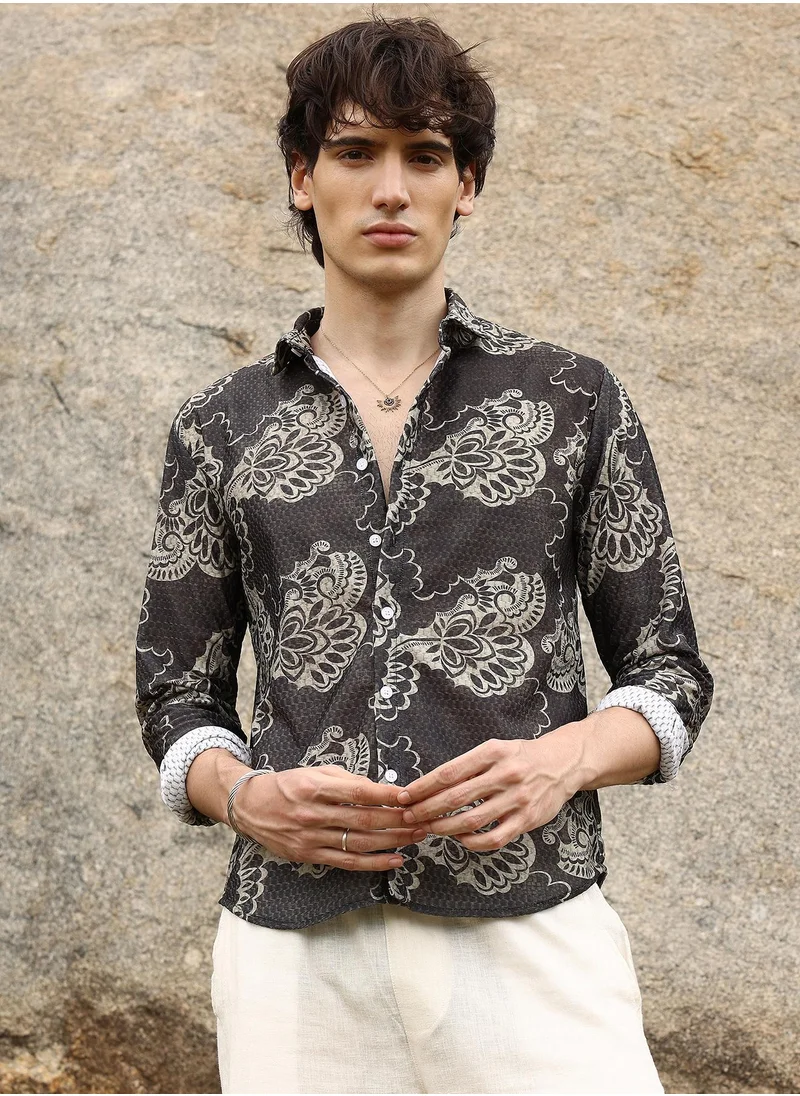 Campus Sutra Floral Block Shirt