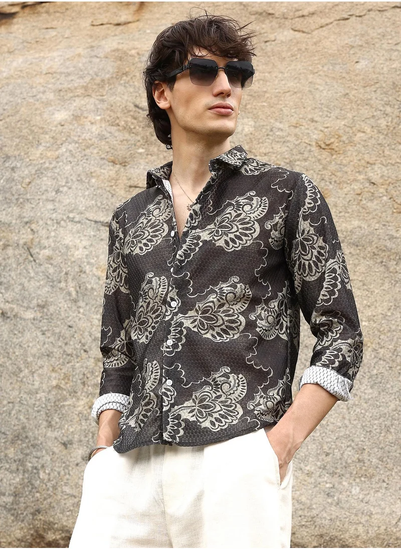 Campus Sutra Floral Block Shirt