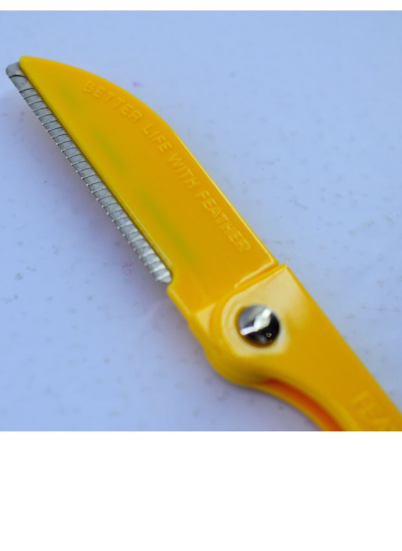 Feather-Flamingo 3 Pieces Flamingo Ladies Razor For Facial And Body Hair Yellow  - Image 2