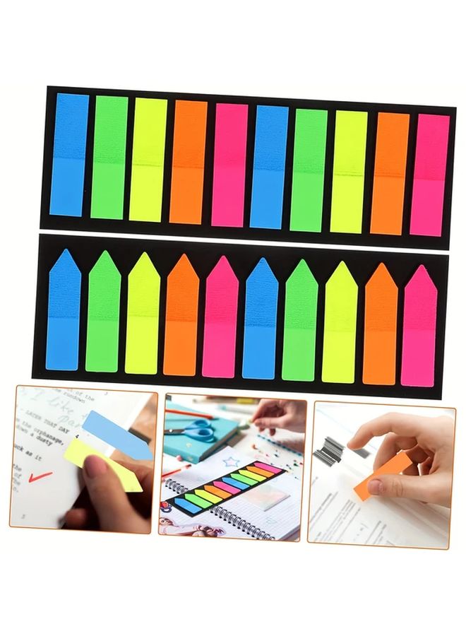 300pcs Colorful Page Markers Sticky Index Tabs Rectangular Triangular Shapes Fluorescent Stickers - Image 2