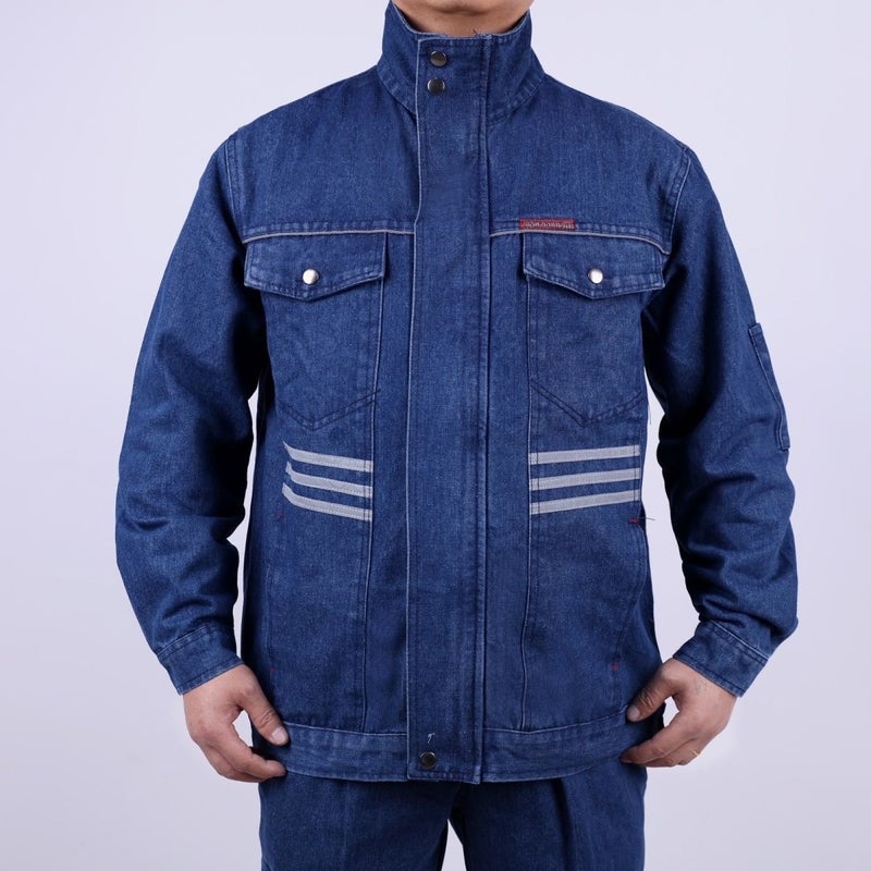 Labor Protection Work Clothes, Construction Work Clothes, Stain-Resistant And Wear-Resistant, Thickened Construction Site Workshop Denim Clothes, Same Style For Men And Women - Image 4