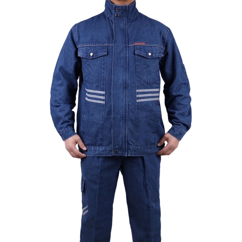 Labor Protection Work Clothes, Construction Work Clothes, Stain-Resistant And Wear-Resistant, Thickened Construction Site Workshop Denim Clothes, Same Style For Men And Women - Image 1