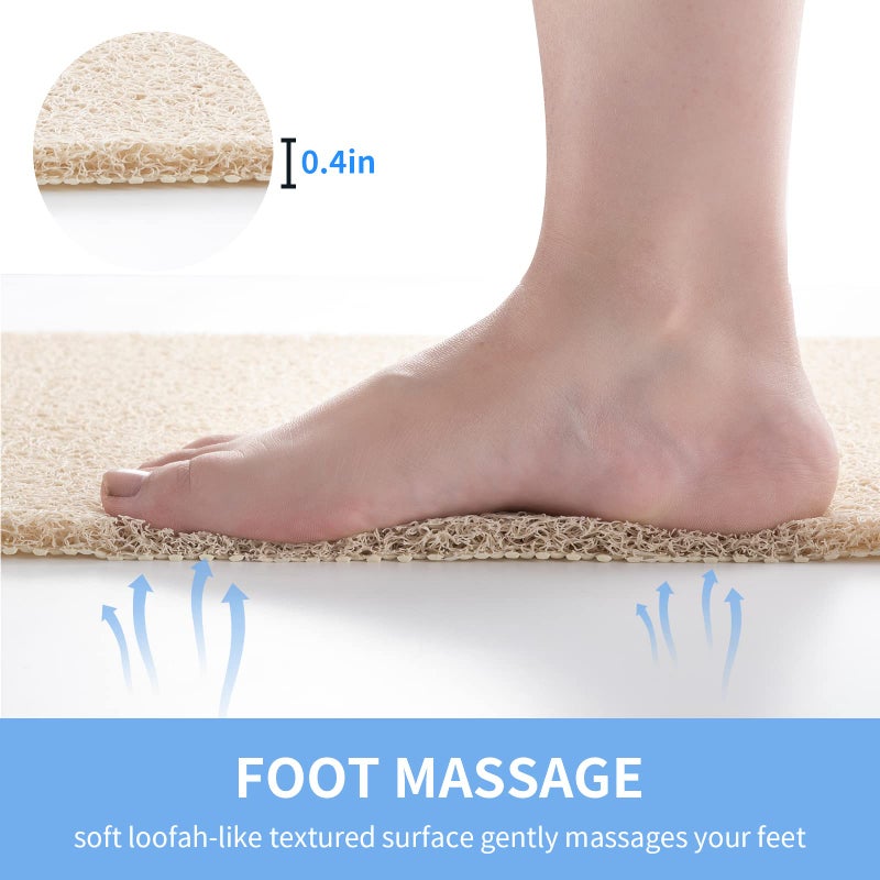 Hargiis Non-Slip Shower Mat Bathtub Mat for Bath Tub,Anti Slip Bath Tub Mat,Floor Mat,Soft PVC Loofah Bathroom Mats,Foot Scrubber Mat,Quick Drying Easy Cleaning Mats for Wet Areasï¼ˆ40 * 16 Beigeï¼‰ - Image 5
