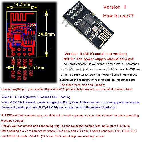 Deegoo-FPV 4Pcs ESP8266 Serial WiFi Module ESP-01 Updated Wireless Transceiver Board 3.3V for Arduino - Image 5