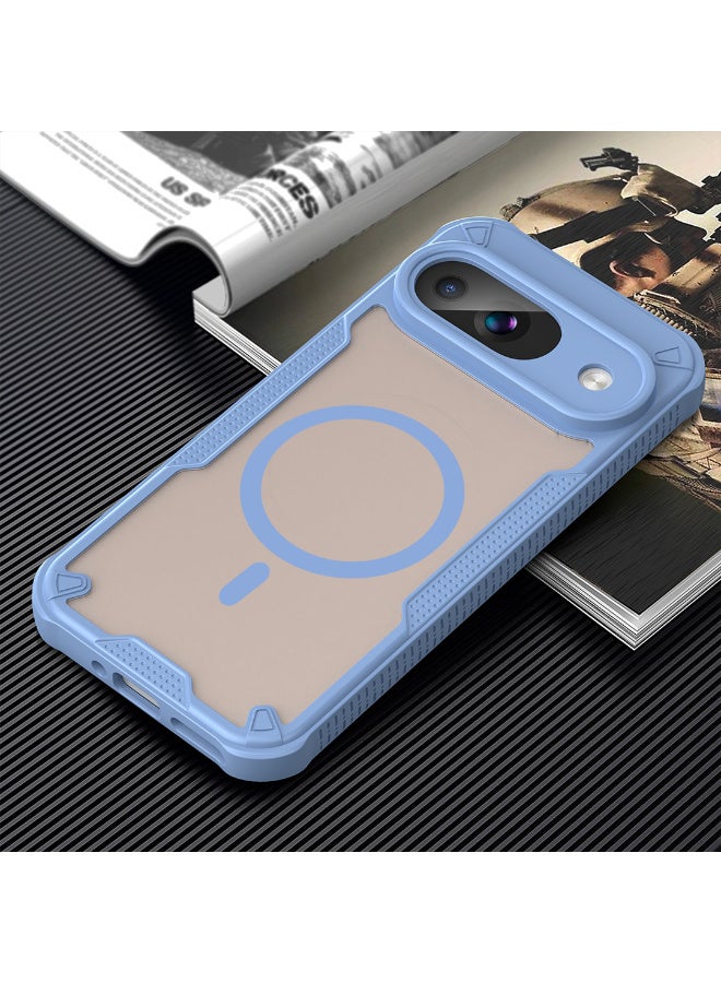 غطاء حمايه لهاتف جوجل بيكسل 9 جراب ارمور مغناطيسي ياتي بحواف مرتفعة حول الشاشة وعدسة الكاميرا تساعد على منع الخدوش - ازرق - Image 4