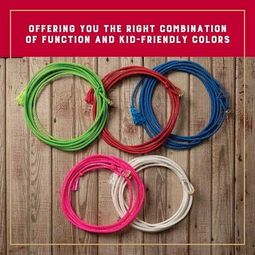 Weaver Equine Waxed Nylon Kids Lasso Rope, Lightweight Cowboy Rope Lasso for Practice, Colorful Loop Roping Ropes for Kids 5/16" x 20' - Image 5