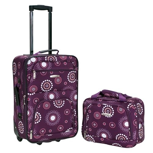 Rockland Fashion Softside Upright Luggage Set, Expandable, Purple Pearl, 2-Piece (14/19) - Image 1
