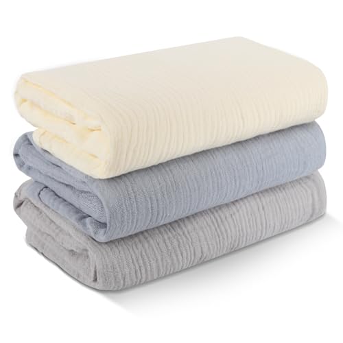 Arnzion 3 Pack Muslin Swaddle Blankets (40x40in) - Ultra Soft Breathable Wraps for Newborn Swaddling, Nursing, and Toddler Playtime, Unisex Design - Image 1