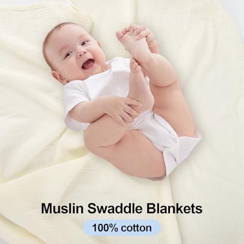 Arnzion 3 Pack Muslin Swaddle Blankets (40x40in) - Ultra Soft Breathable Wraps for Newborn Swaddling, Nursing, and Toddler Playtime, Unisex Design - Image 5