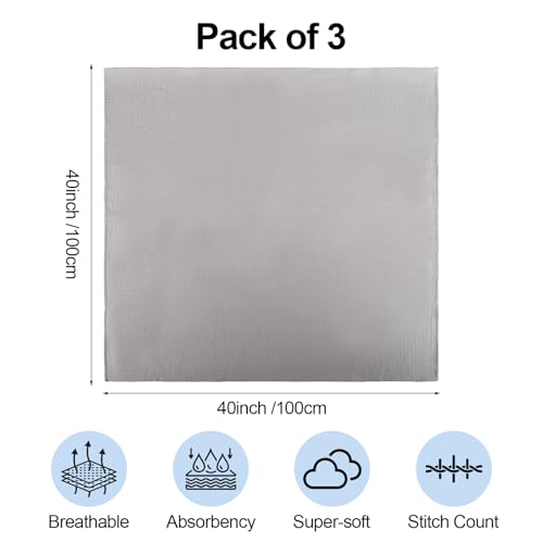 Arnzion 3 Pack Muslin Swaddle Blankets (40x40in) - Ultra Soft Breathable Wraps for Newborn Swaddling, Nursing, and Toddler Playtime, Unisex Design - Image 4