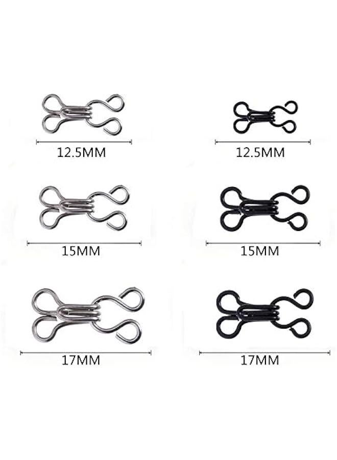 Arabest 60 Pairs Sewing Hooks and Eyes Closure for Bra Clothing Trousers Skirt DIY Craft, 3 Sizes (Silver, Black)  - Image 2