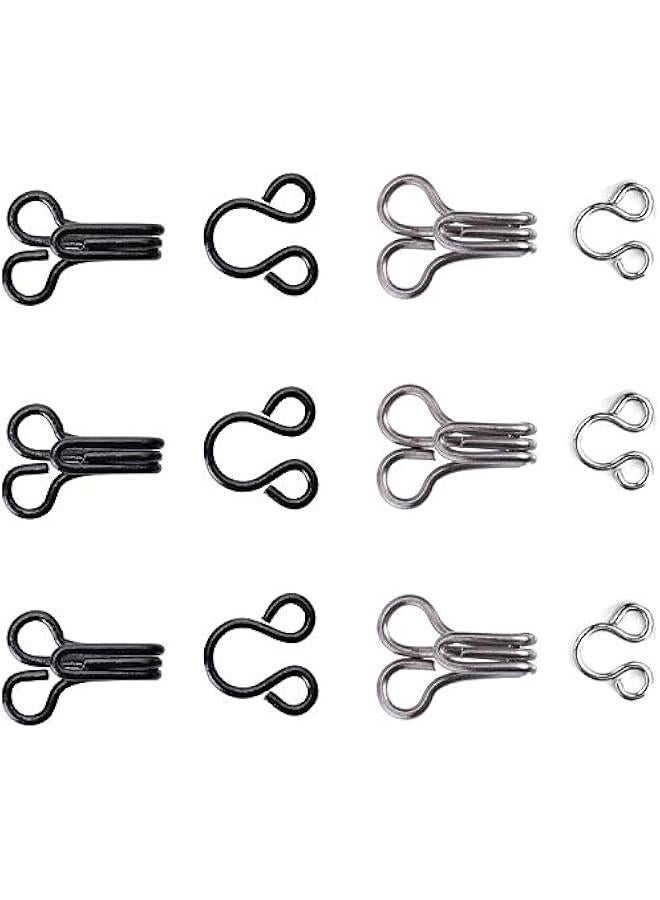 Arabest 60 Pairs Sewing Hooks and Eyes Closure for Bra Clothing Trousers Skirt DIY Craft, 3 Sizes (Silver, Black)  - Image 3