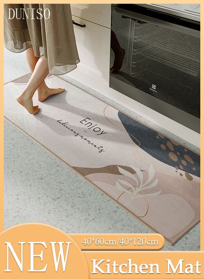 DUNISO 2PCS Non-Slip Kitchen Rugs and Mats, Anti-Fatigue Hallway Kitchen Runner Rug Set Backing Floor Mat for Kitchen Laundry Bathroom Office 40*60cm&40*120cm, Polyester, Rectangle - Image 1