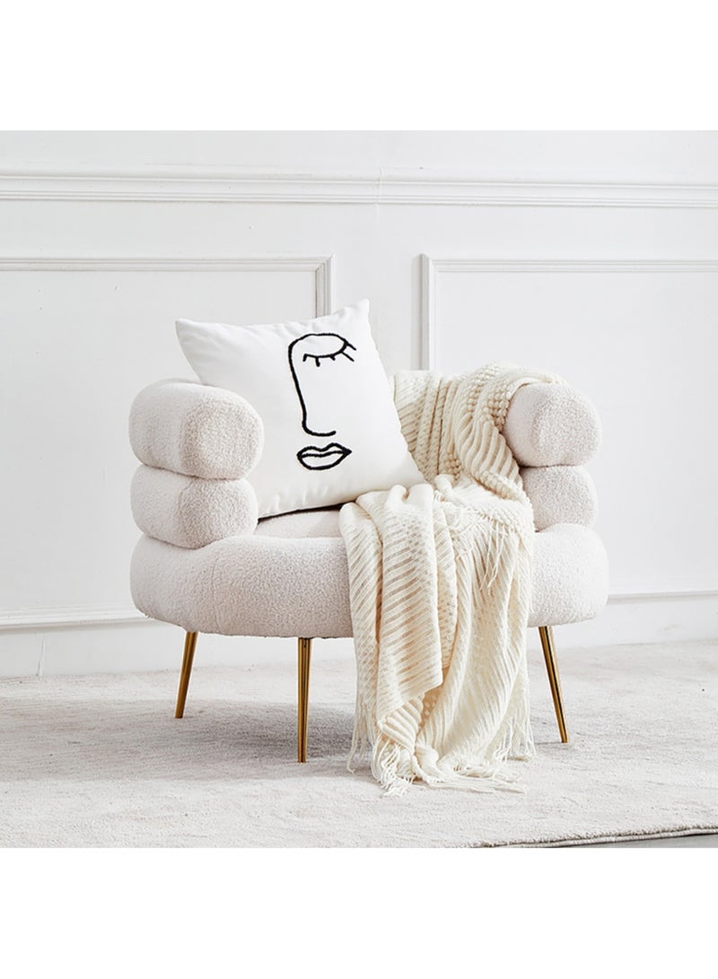 Karnak Gary Barrel 1 Seater Fabric Sofa – White - Image 1