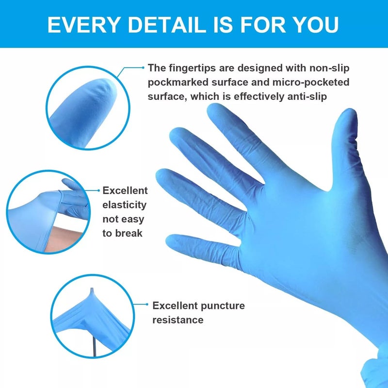 GLOVESKART SKY BLUE NITRILE GLOVES SIZE SMLPACK OF 20305080100 up to 1000 Pieces CEFDAISOIAF CertifiedFood GradeMultiPurposePowder FreeExact Quantity Count Large 100 - Image 5