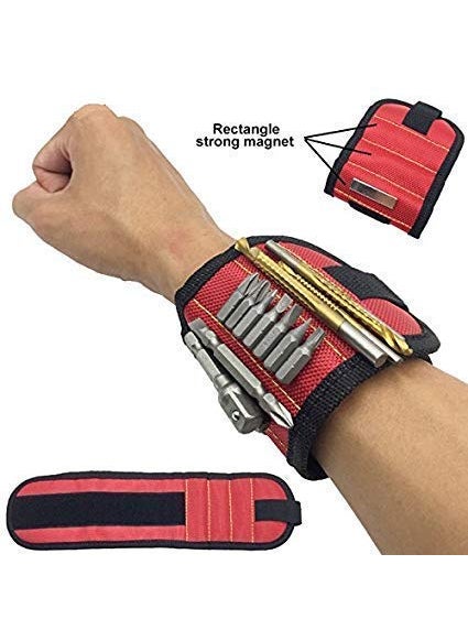 Dweezhet Dweezhet Strong Adjustable Breathable Magnetic Wristband Wrist Strap for Holding Screws Nails Bolts Drill Bits and Small Tools  - Image 3