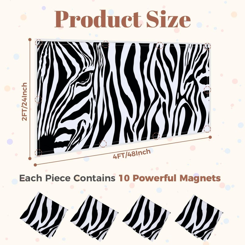 4 Pcs Fluorescent Light Covers for Ceiling Lights Zebra Stripes Seamless Zebra print animal skin tiger stripes Magnetic Decorative Shade Filters 4x2 ft for Classroom Office Hospital Decor - Image 2