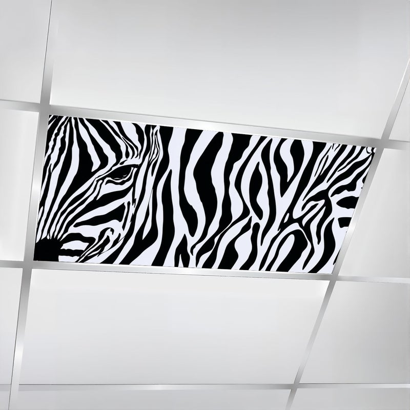 4 Pcs Fluorescent Light Covers for Ceiling Lights Zebra Stripes Seamless Zebra print animal skin tiger stripes Magnetic Decorative Shade Filters 4x2 ft for Classroom Office Hospital Decor - Image 1