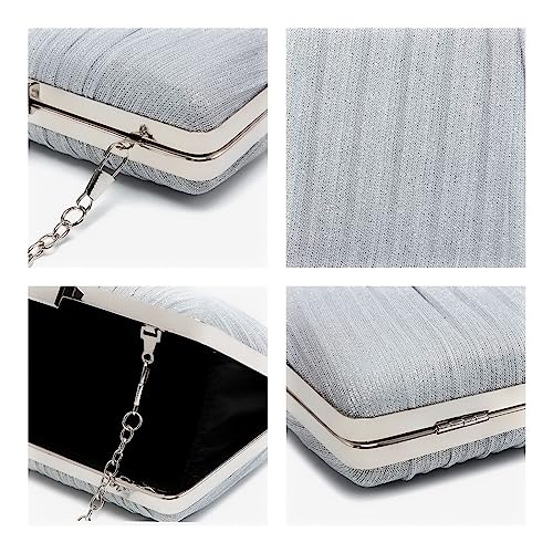 Dasein Women Evening Purses Clutch Bags Formal Party Clutches Wedding Purses Cocktail Prom Handbags (Pleated Silver) - Image 5