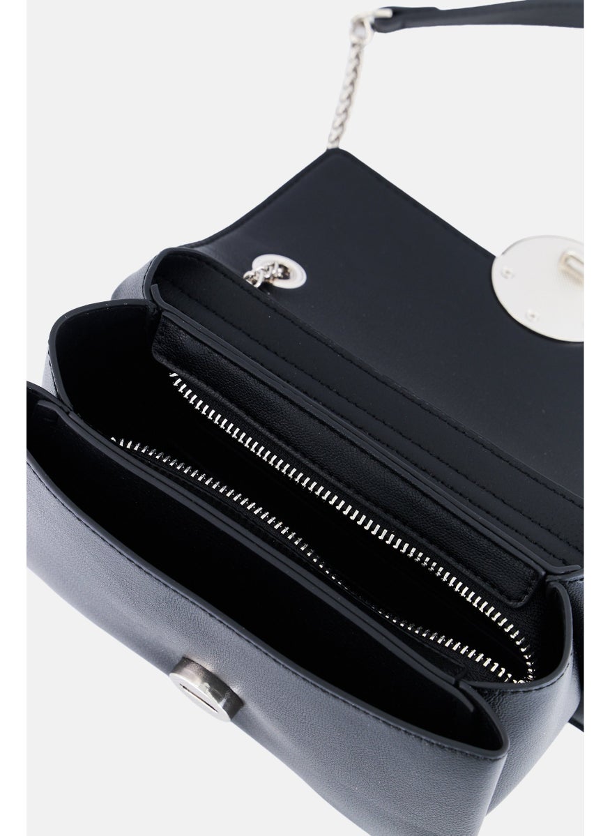 SISLEY Women Brand Logo Shoulder Bag, Black  - Image 3