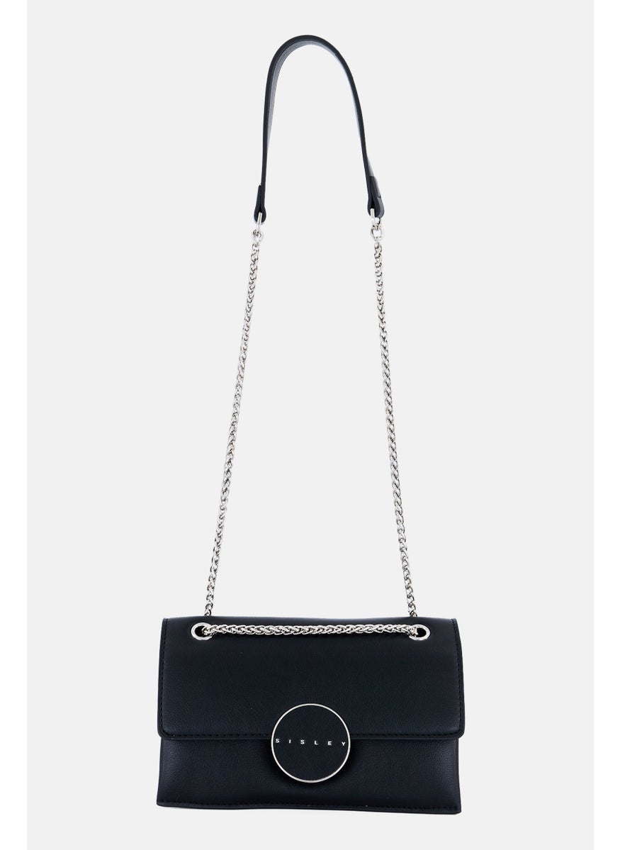 SISLEY Women Brand Logo Shoulder Bag, Black  - Image 1