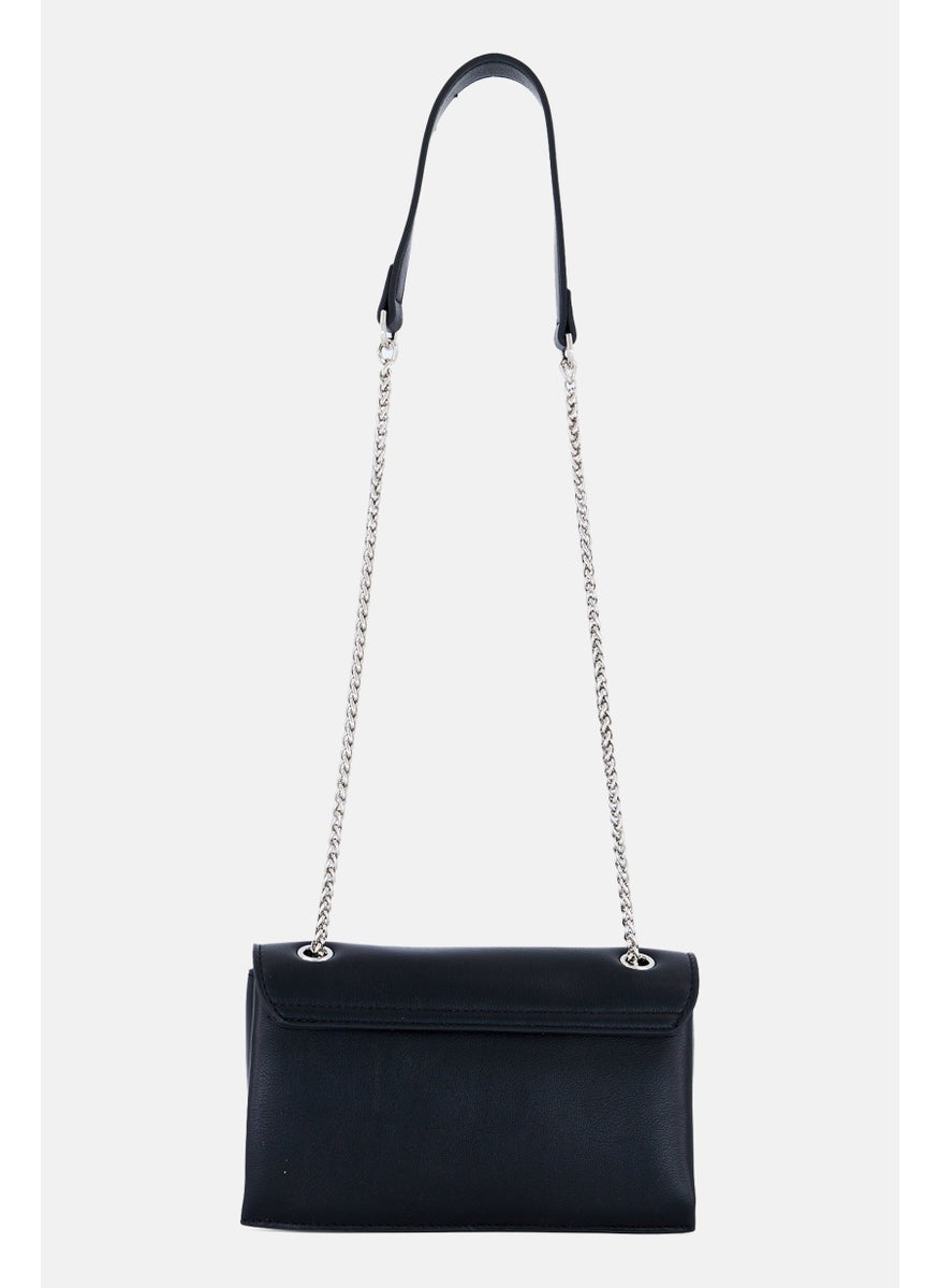 SISLEY Women Brand Logo Shoulder Bag, Black  - Image 2