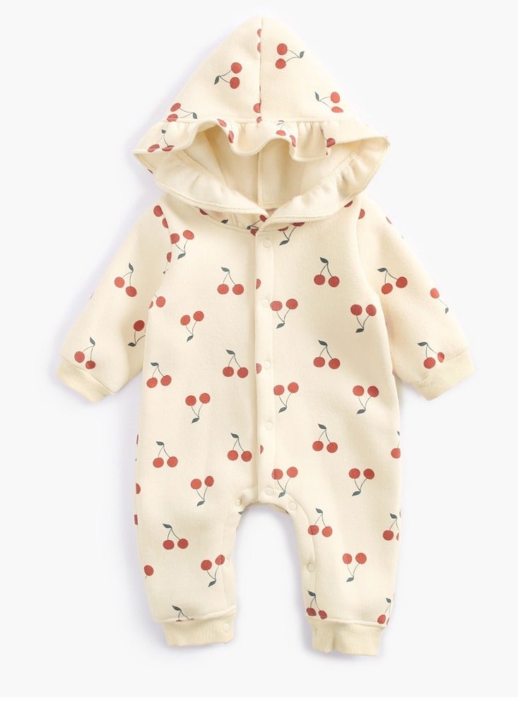 xozgdovg Baby girls' onesie grab fleece newborn baby short sleeve climb pink apricot cherry 