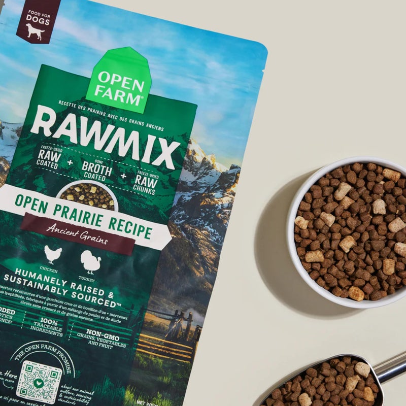 Open Farm, RawMix Dry Dog Food with Ancient Grains, Protein-Packed Kibble Coated in Bone Broth with Freeze Dried Raw Chunks, Chicken & Turkey, Open Prairie Recipe, 3.5lb Bag - Image 3