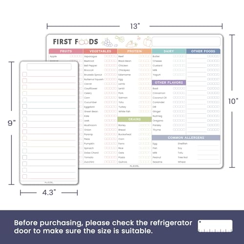 ALEZEL Baby First Food Tracker for Fridge, Magnetic Dry Erase Baby Foods Chart, Includes Foods Checklist Magnet with 2 List Boards, 3 Markers + Eraser - Image 3
