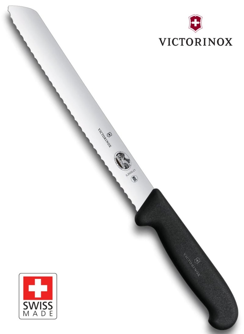 Victorinox Fibrox Bread Knife Black | 21 cm Wavy Edge