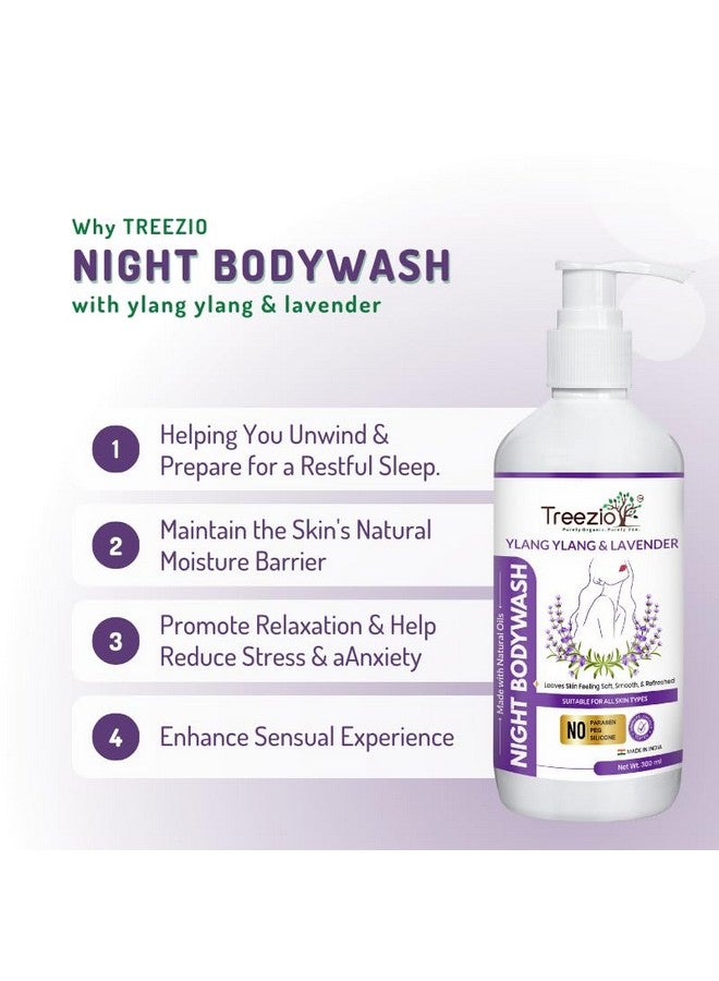 Treezio Ylang Ylang & Lavender Night Body Wash (300ml) | Shower Gel for Men and Women | Absolute Relax Body Wash, Stress Relaxing Moisturising | Soft & Youthful Skin I Sulphate & Paraben Free - Image 2