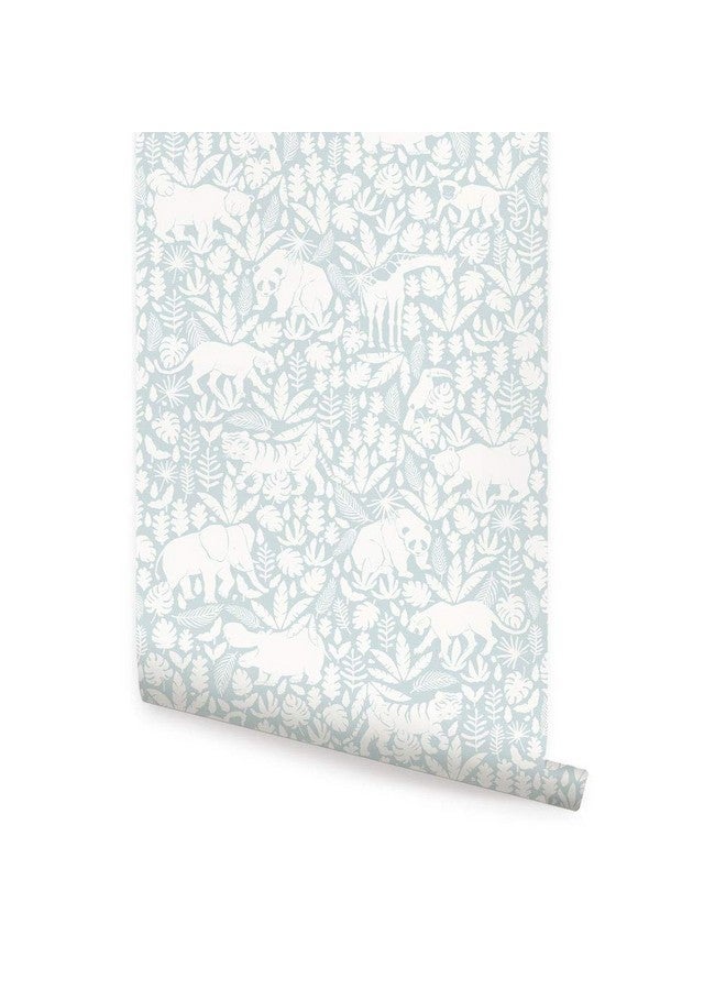 Simple Shapes Jungle Animalslight Bluepeel And Stick Wallpaper  - Image 1