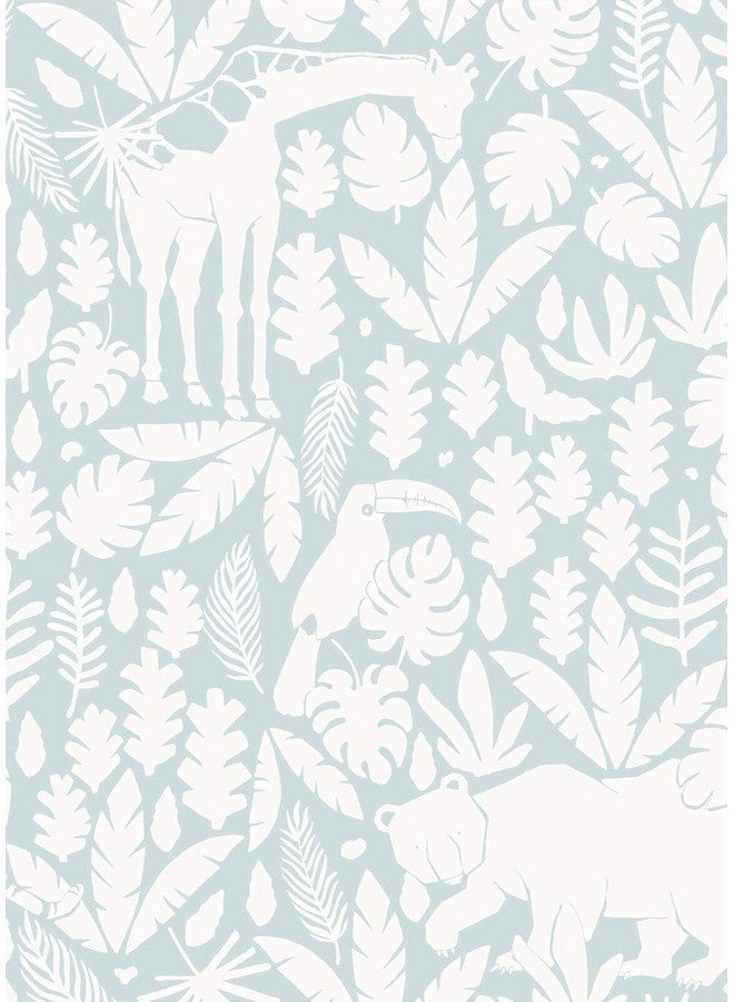 Simple Shapes Jungle Animalslight Bluepeel And Stick Wallpaper  - Image 4