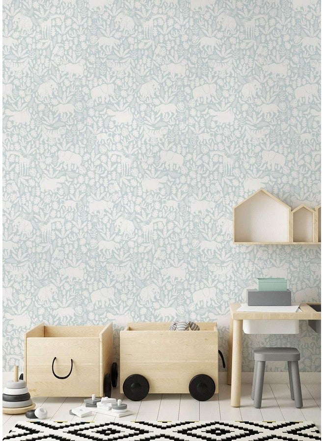 Simple Shapes Jungle Animalslight Bluepeel And Stick Wallpaper  - Image 2