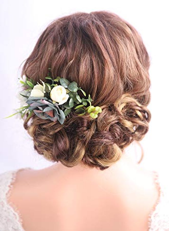 Kercisbeauty Dusty Blue Wedding Floral Hair Comb Navy Blue Headband For Brides Garden Wedding Bridal Bridesmaide Headpiece Girl Prom Hair Dress - Image 4
