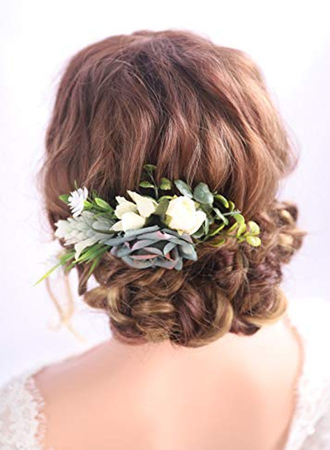 Kercisbeauty Dusty Blue Wedding Floral Hair Comb Navy Blue Headband For Brides Garden Wedding Bridal Bridesmaide Headpiece Girl Prom Hair Dress - Image 1