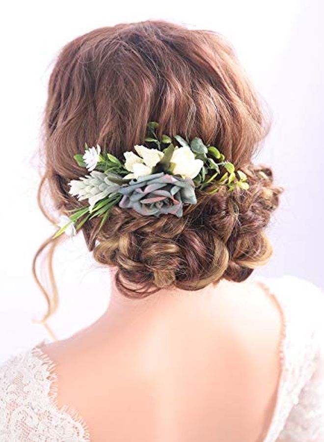 Kercisbeauty Dusty Blue Wedding Floral Hair Comb Navy Blue Headband For Brides Garden Wedding Bridal Bridesmaide Headpiece Girl Prom Hair Dress - Image 2