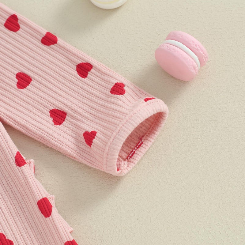 Ayalinggo Newborn Baby Girl Boy Valentines Jumpsuit Ribbed Waffle Romper Footies Zippers Ruffle Jumpsuit Valentine Clothes - Image 5