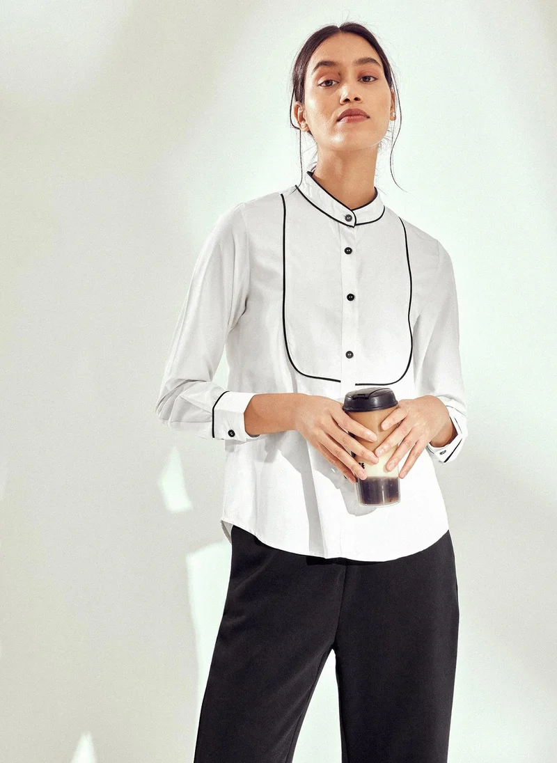 ذا ليبل لايف Black & White Piping Bib Shirt