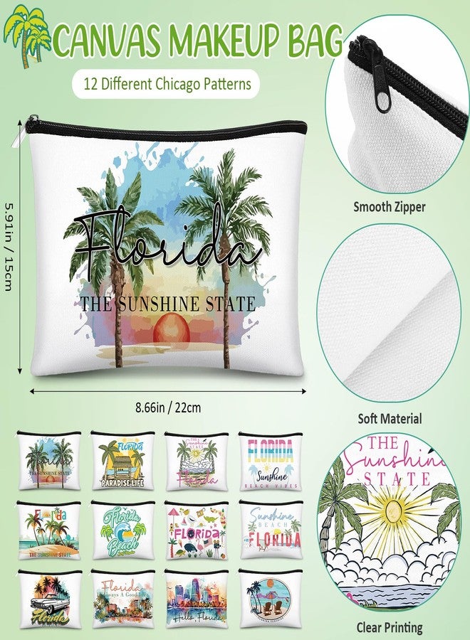 Reginary 12 Pcs City Souvenir Gifts Texas State Gifts Chicago City Souvenirs California Makeup Bag Zippered Bag Cosmetic Bag for Women Traveler Souvenirs (Florida) - Image 2