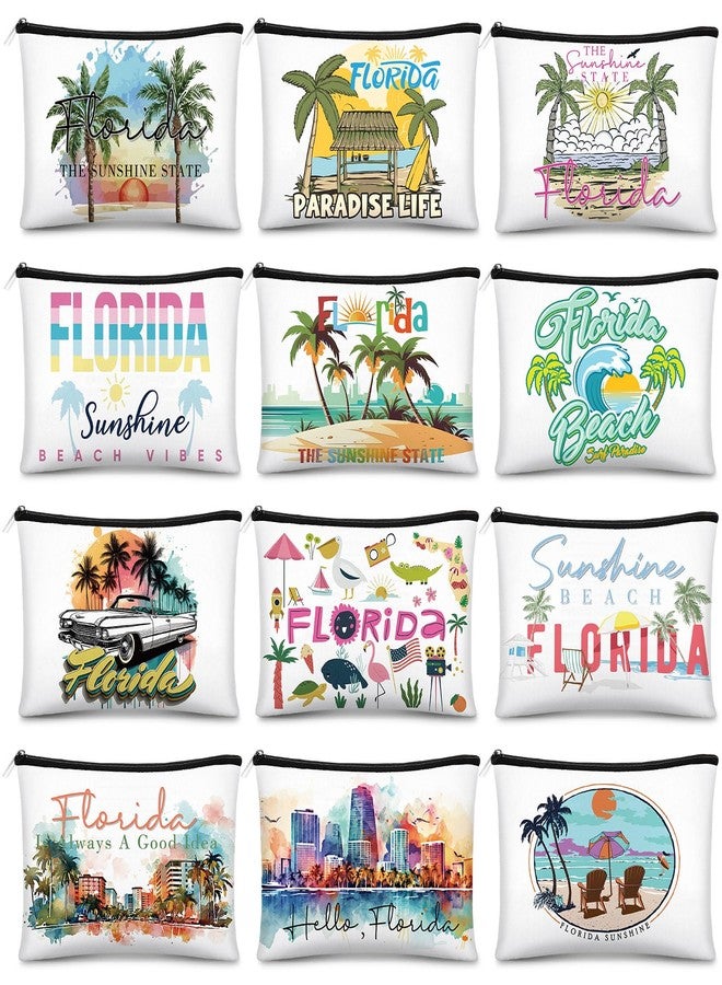 Reginary 12 Pcs City Souvenir Gifts Texas State Gifts Chicago City Souvenirs California Makeup Bag Zippered Bag Cosmetic Bag for Women Traveler Souvenirs (Florida) - Image 1